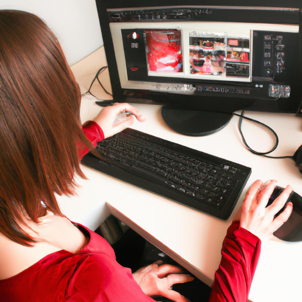 Woman editing photos on computer